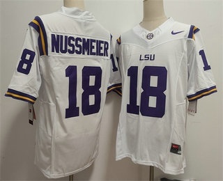 Men's LSU Tigers #18 Garrett Nussmeier White FUSE College Football Jersey