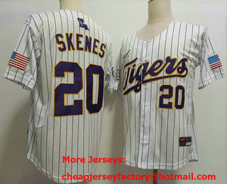 Men's LSU Tigers #20 Paul Skenes White 2024 White Baseball Stitched Jersey