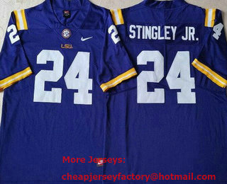 Men's LSU Tigers #24 Derek Stingley Jr Purple College Football Jersey