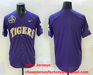 Men's LSU Tigers Blank Purple 2025 World Series Stitched Baseball Jersey