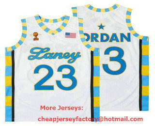 Men's Laney High School Bucs #23 Michael Jordan White All American Basketball Jersey