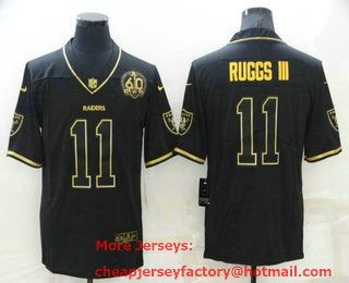 Men's Las Vegas Raiders #11 Henry Ruggs III Black Golden Edition 60th Patch Stitched Nike Limited Jersey