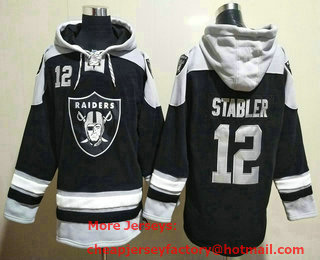 Men's Las Vegas Raiders #12 Ken Stabler Black Ageless Must Have Lace Up Pullover Hoodie