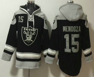 Men's Las Vegas Raiders #15 Fernando Mendoza Black Ageless Must Have Lace Up Pullover Hoodie