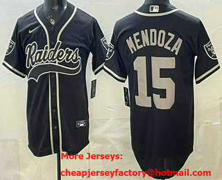 Men's Las Vegas Raiders #15 Fernando Mendoza Black Cool Base Stitched Baseball Jersey