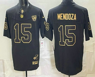Men's Las Vegas Raiders #15 Fernando Mendoza Black Gold FUSE 65th Patch Vapor Limited Stitched Jersey