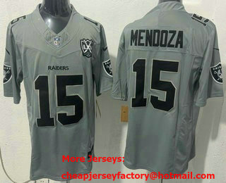 Men's Las Vegas Raiders #15 Fernando Mendoza Limited Grey Fashion FUSE Vapor Jersey