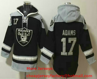 Men's Las Vegas Raiders #17 Davante Adams Black Ageless Must Have Lace Up Pullover Hoodie