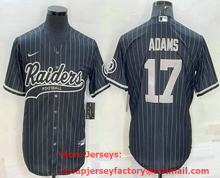 Men's Las Vegas Raiders #17 Davante Adams Black With Patch Cool Base Stitched Baseball Jersey
