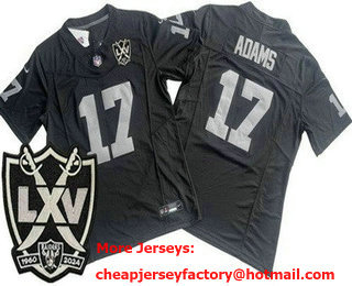 Men's Las Vegas Raiders #17 Davante Adams Limited Black 65th Season FUSE Vapor Jersey