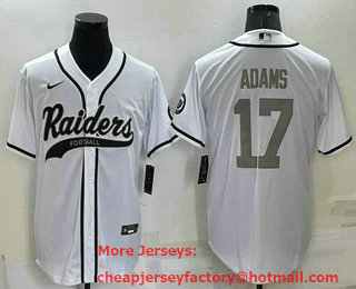 Men's Las Vegas Raiders #17 Davante Adams White Grey Stitched MLB Cool Base Nike Baseball Jersey