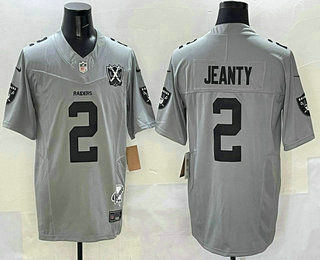 Men's Las Vegas Raiders #2 Ashton Jeanty Limited FUSE Grey 65th Fashion Vapor Jersey