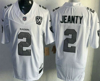 Men's Las Vegas Raiders #2 Ashton Jeanty Limited White Fashion FUSE Vapor Jersey