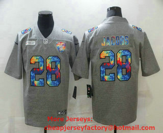 Men's Las Vegas Raiders #28 Josh Jacobs 2020 Grey Crucial Catch Limited Stitched NFL Jersey