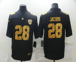 Men's Las Vegas Raiders #28 Josh Jacobs Black 2020 Nike Flocked Leopard Print Vapor Limited NFL Jersey
