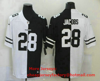 Men's Las Vegas Raiders #28 Josh Jacobs Black White Peaceful Coexisting 2020 Vapor Untouchable Stitched NFL Nike Limited Jersey