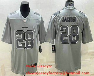 Men's Las Vegas Raiders #28 Josh Jacobs Grey Atmosphere Fashion Stitched Jersey