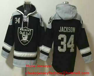 Men's Las Vegas Raiders #34 Bo Jackson Black Ageless Must Have Lace Up Pullover Hoodie