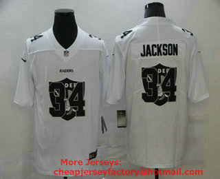 Men's Las Vegas Raiders #34 Bo Jackson White 2020 Shadow Logo Vapor Untouchable Stitched NFL Nike Limited Jersey