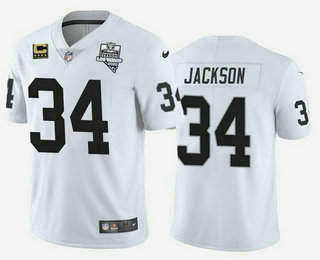 Men's Las Vegas Raiders #34 Bo Jackson White C Patch 2017 Vapor Untouchable Stitched NFL Nike Limited Jersey