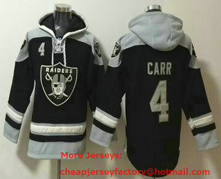 Men's Las Vegas Raiders #4 Derek Carr Black Ageless Must Have Lace Up Pullover Hoodie