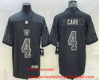Men's Las Vegas Raiders #4 Derek Carr Black Reflective Limited Stitched Football Jersey