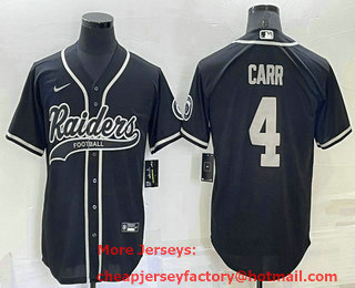 Men's Las Vegas Raiders #4 Derek Carr Black Stitched MLB Cool Base Nike Baseball Jersey