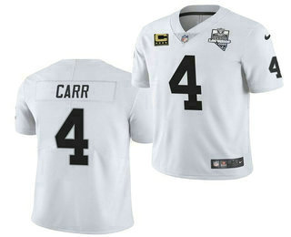 Men's Las Vegas Raiders #4 Derek Carr White C Patch 2017 Vapor Untouchable Stitched NFL Nike Limited Jersey
