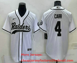 Men's Las Vegas Raiders #4 Derek Carr White Stitched MLB Cool Base Nike Baseball Jersey