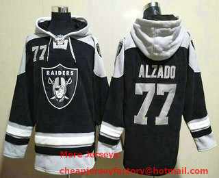 Men's Las Vegas Raiders #77 Lyle Alzado Black Ageless Must Have Lace Up Pullover Hoodie