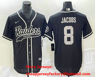 Men's Las Vegas Raiders #8 Josh Jacobs Black Stitched Cool Base Nike Baseball Jersey
