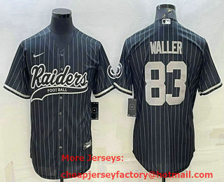 Men's Las Vegas Raiders #83 Darren Waller Black With Patch Cool Base Stitched Baseball Jersey