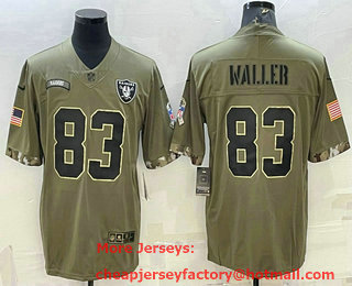 Men's Las Vegas Raiders #83 Darren Waller Olive 2022 Salute To Service Limited Stitched Jersey