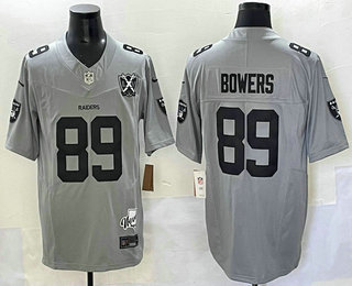 Men's Las Vegas Raiders #89 Brock Bowers Limited FUSE Grey 65TH Fashion Vapor Jersey