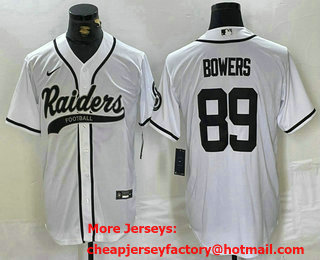 Men's Las Vegas Raiders #89 Brock Bowers White Cool Base Stitched Baseball Jersey