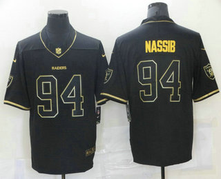 Men's Las Vegas Raiders #94 Carl Nassib Black Golden Edition Stitched NFL Nike Limited Jersey