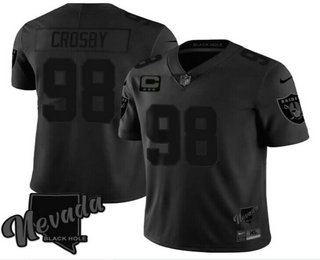 Men's Las Vegas Raiders #98 Maxx Crosby Balck C patch Vapor Untouchable Stitched Jersey
