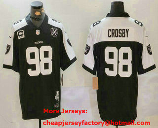 Men's Las Vegas Raiders #98 Maxx Crosby Black Thanksgiving 2024 FUSE 65th Patch Vapor Stitched Jersey