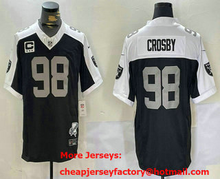 Men's Las Vegas Raiders #98 Maxx Crosby Black Thanksgiving 2024 FUSE Vapor Limited Stitched Jersey
