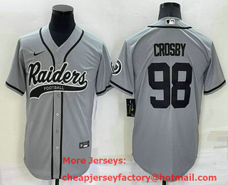 Men's Las Vegas Raiders #98 Maxx Crosby Grey Stitched MLB Cool Base Nike Baseball Jersey
