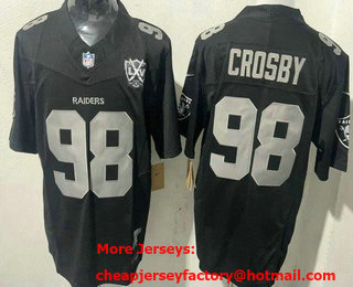 Men's Las Vegas Raiders #98 Maxx Crosby Limited Black 65th Fashion Vapor Jersey