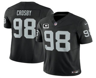 Men's Las Vegas Raiders #98 Maxx Crosby Limited Black C Patch FUSE Vapor Jersey