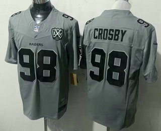 Men's Las Vegas Raiders #98 Maxx Crosby Limited FUSE Grey 65TH Fashion Vapor Jersey