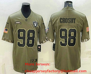 Men's Las Vegas Raiders #98 Maxx Crosby Olive 2022 Salute To Service Limited Stitched Jersey