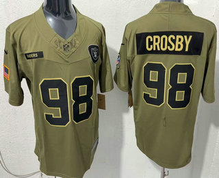 Men's Las Vegas Raiders #98 Maxx Crosby Olive 2025 FUSE Salute to Service Limited Jersey