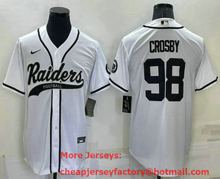 Men's Las Vegas Raiders #98 Maxx Crosby White Stitched MLB Cool Base Nike Baseball Jersey