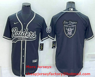 Men's Las Vegas Raiders Black Team Big Logo With Patch Cool Base Stitched Baseball Jersey