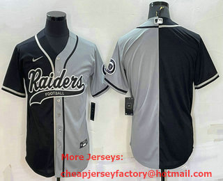Men's Las Vegas Raiders Blank Black Grey Split With Patch Cool Base Stitched Baseball Jersey