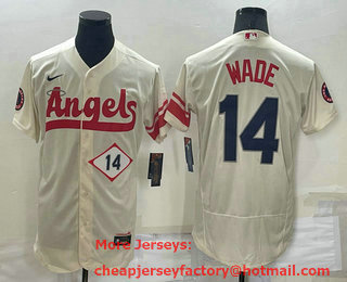 Men's Los Angeles Angels #14 Tyler Wade Number Cream 2022 City Connect Flex Base Stitched Jersey