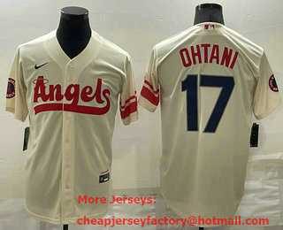 Men's Los Angeles Angels #17 Shohei Ohtani Cream 2022 City Connect Cool Base Stitched Jersey